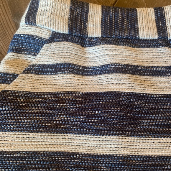 PIM + LARKIN Blue and Off White Striped Textured Mini Skirt Medium - Picture 4 of 9